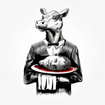 Cow waiter Stock Illustration