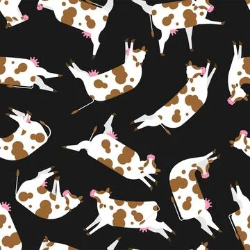 Cow yoga pattern seamless. Rural yogi background. Cows doing relaxing gymna.. Stock Illustration