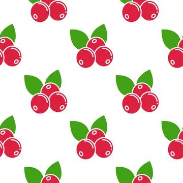 Cowberry with leaves seamless pattern Stock Illustration
