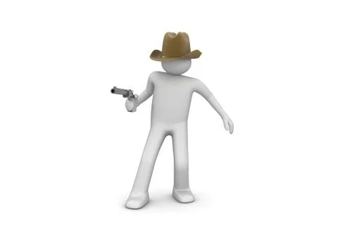 Cowboy aiming (3d isolated characters on white background series) Stock Illustration