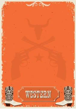 Cowboy background. Vector western poster for text Stock Illustration
