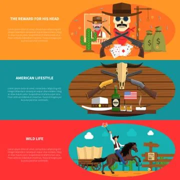 Cowboy Banner Set Illustrazione stock