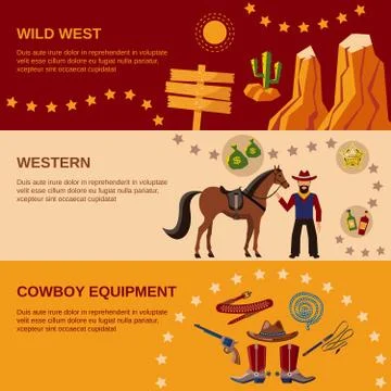 Cowboy banners flat Stockillustratie