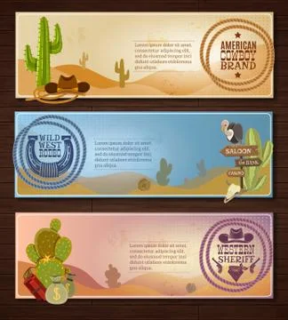 Cowboy Banners Set Ilustración de archivo