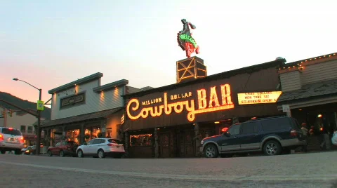 Cowboy Bar from Low Angle on Street Stock Footage