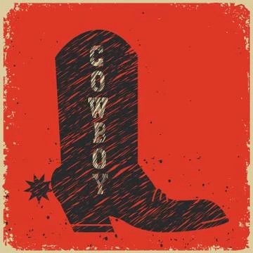 Cowboy boot background. Vector red card Stock Illustration