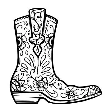 Cowboy boot with floral pattern.  Design element for poster, t shirt, emblem, Illustrazione stock