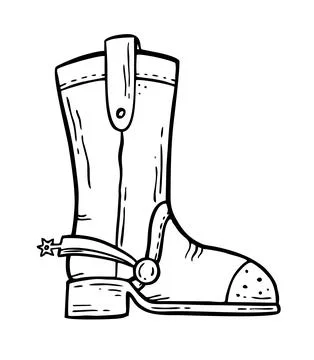 Cowboy boot hand-drawn in the style of doodle Good for printing Symbol of the Stock Illustration
