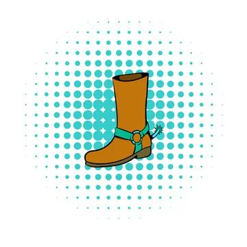 Cowboy boot icon, comics style Stock Illustration