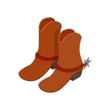 Cowboy boot isometric 3d icon Stock Illustration