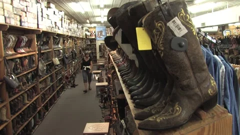 Cowboy boot shop high angle, Austin, Texas Stock Footage 232542160
