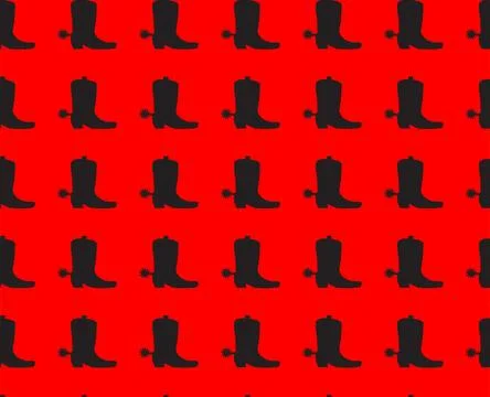 Cowboy Boot Silhouette Backdrop Seemless Stock Illustration