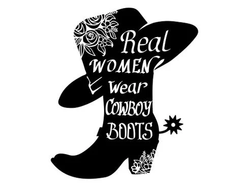 Cowboy boot silhouette with text. Vector Cowgirl party printable illustration Stock Illustration