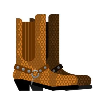 Cowboy boots made python leather. Australia shoes made crocodile skin Stock Illustration