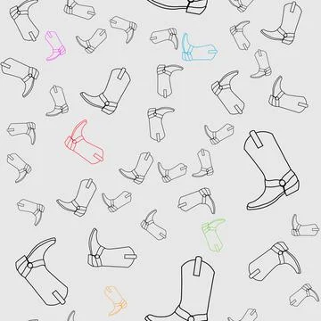 Cowboy boots seamless pattern .Vector graphic image of shoes for cowboy life Stock Illustration