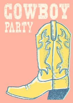 Cowboy boot.Vector hand drawn graphic illustration Stock Illustration