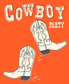 Cowboy boot.Vector hand drawn graphic illustration Illustrazione stock