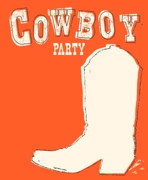 Cowboy boot.Vector hand drawn graphic illustration Stock Illustration