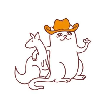 Cowboy cat with kangaroo Stock Illustration