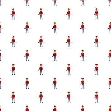 Cowboy character holding rifle repeating pattern design Stock Illustration