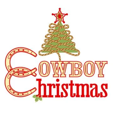 Cowboy christmas text Stock Illustration
