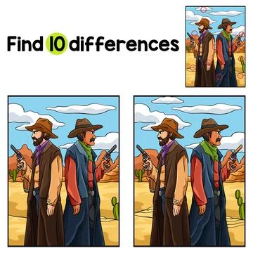 Cowboy Duel Find The Differences Stock Illustration