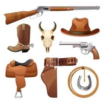 Cowboy Elements Set Stock Illustration