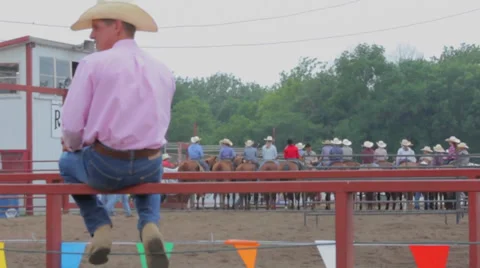 Cowboy On Fence Stock Footage 29640588