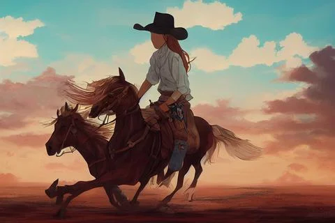 A cowboy girl Stock Illustration