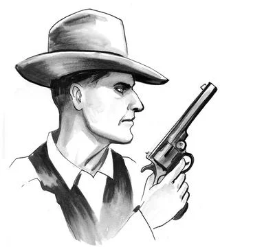 Cowboy with a gun Illustrazione stock