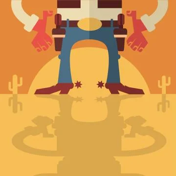 Cowboy with guns background Stock Illustration