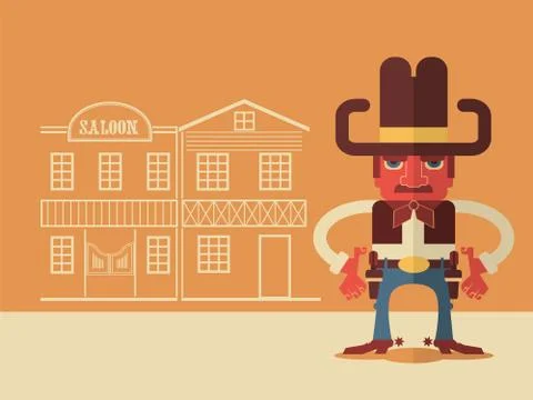 Cowboy with guns Stock Illustration