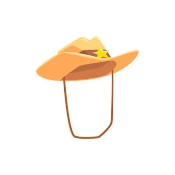 Cowboy Hat With Attaching String Drawing Isolated On White Background Stock Illustration
