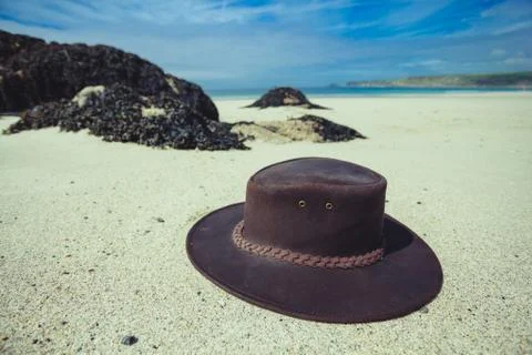 Cowboy hat on the beach Stock Photos