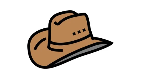 Cowboy hat cap color icon animation Stock Footage 224994560