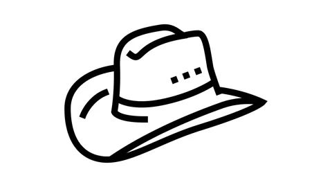 Cowboy hat cap line icon animation Stock Footage 224418273