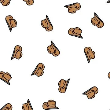 Cowboy hat cap vector seamless pattern Stock Illustration