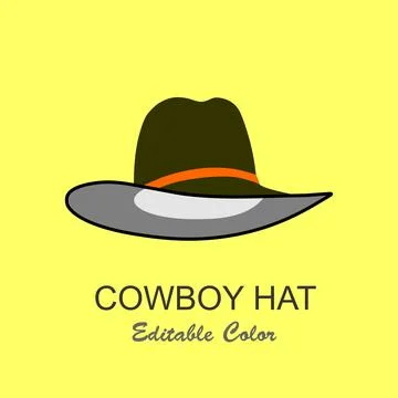 Cowboy hat color editable flat vector illustration Stock Illustration