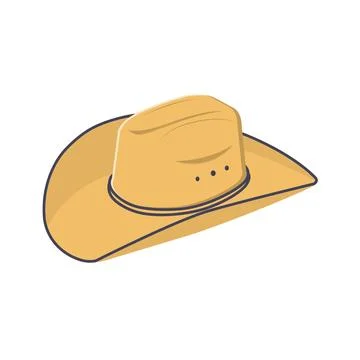 Cowboy Hat Flat Illustration. Clean Icon Design Element on Isolated White B.. Stock Illustration