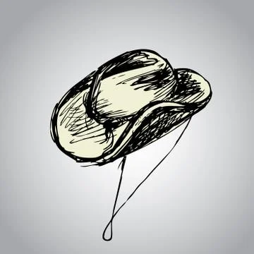 Cowboy hat, hand drawing, Stock Illustration