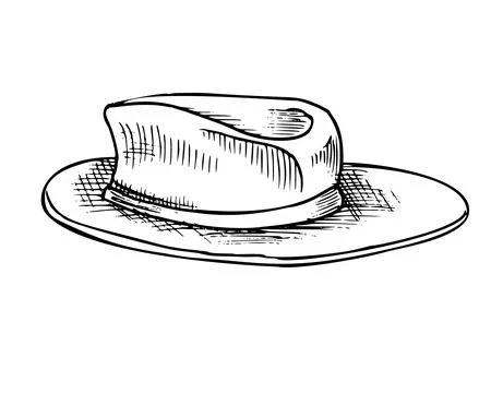 Cowboy Hat. Hand drawn vector illustration of wild western vintage headgear for Stock Illustration