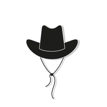 Cowboy hat icon - black vector illustration Illustrazione stock