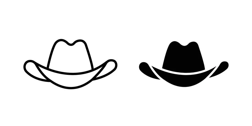 Cowboy hat icon bundle for website design projects Stock Illustration
