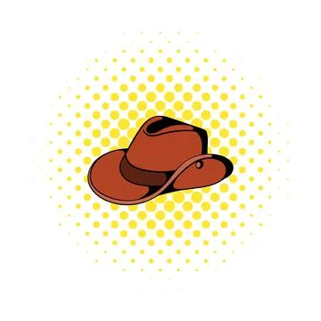 Cowboy hat icon in comics style Stock Illustration