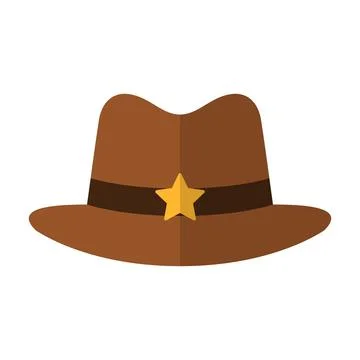 Cowboy hat icon in flat style isolated on white background. Brown sheriff Stock Illustration