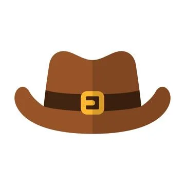 Cowboy hat icon in flat style isolated on white background. Brown sheriff Stock Illustration