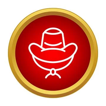 Cowboy hat icon on a red button Stock Illustration