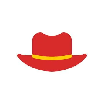 Cowboy hat icon. Two variants, flat color and line icon. Simple cartoon hat i Stock Illustration
