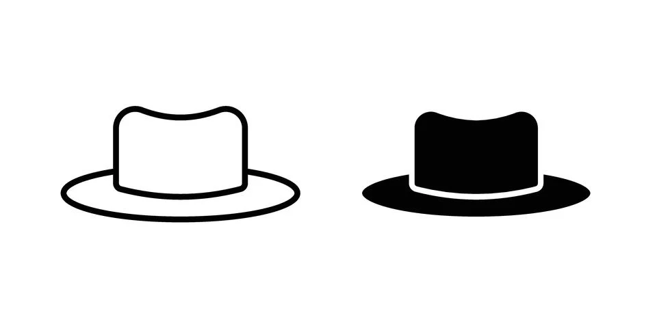Cowboy hat icon vector concepts, line and silhouette style Stock Illustration