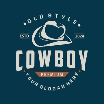 Cowboy hat logo simple old west country texas cowboy black minimalist desig.. Ilustração Stock